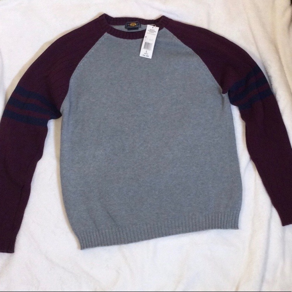 Mens Grey and Burgundy long Sleeve sweater by Route 66